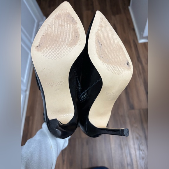 Zara Collection 3D Floral Ankle Boots Black Leather High Heel Stiletto Glam Sz 5 - Picture 5 of 13